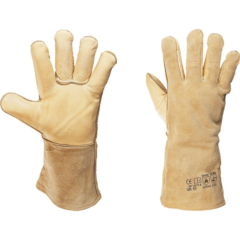 Schweißer-Schutzhandschuh Texas I, Kategorie II, beige, Leder, 340mm, Größe 10