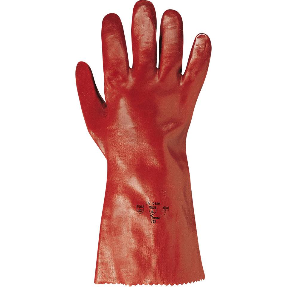 Chemikalien-Schutzhandschuh top-line, Kategorie III, rotbraun, PVC, 350mm, Größe 10
