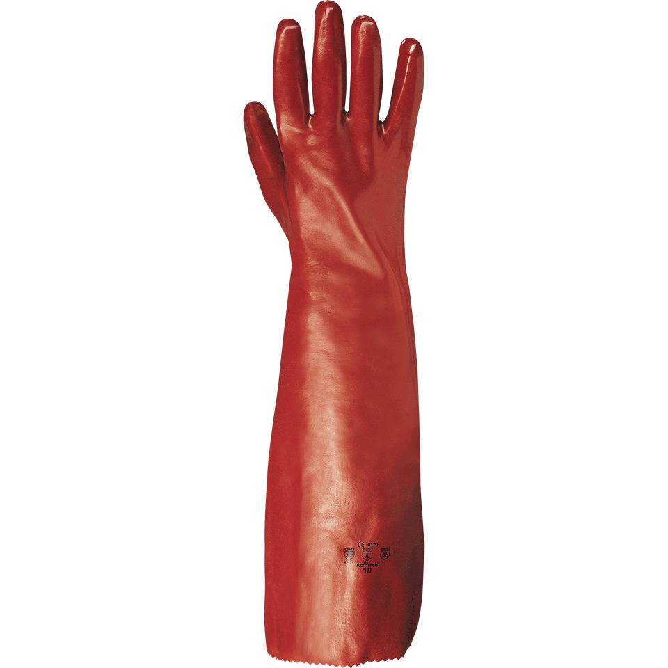 Chemikalien-Schutzhandschuh top-line, Kategorie III, rotbraun, PVC, 600mm, Größe 10