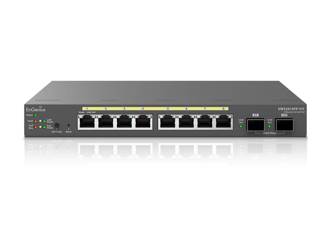 EnGenius Switch full managed Layer 2+• 8x 1 GbE• PoE Budget 110W• at• 2x - Switch - 1 Gbps