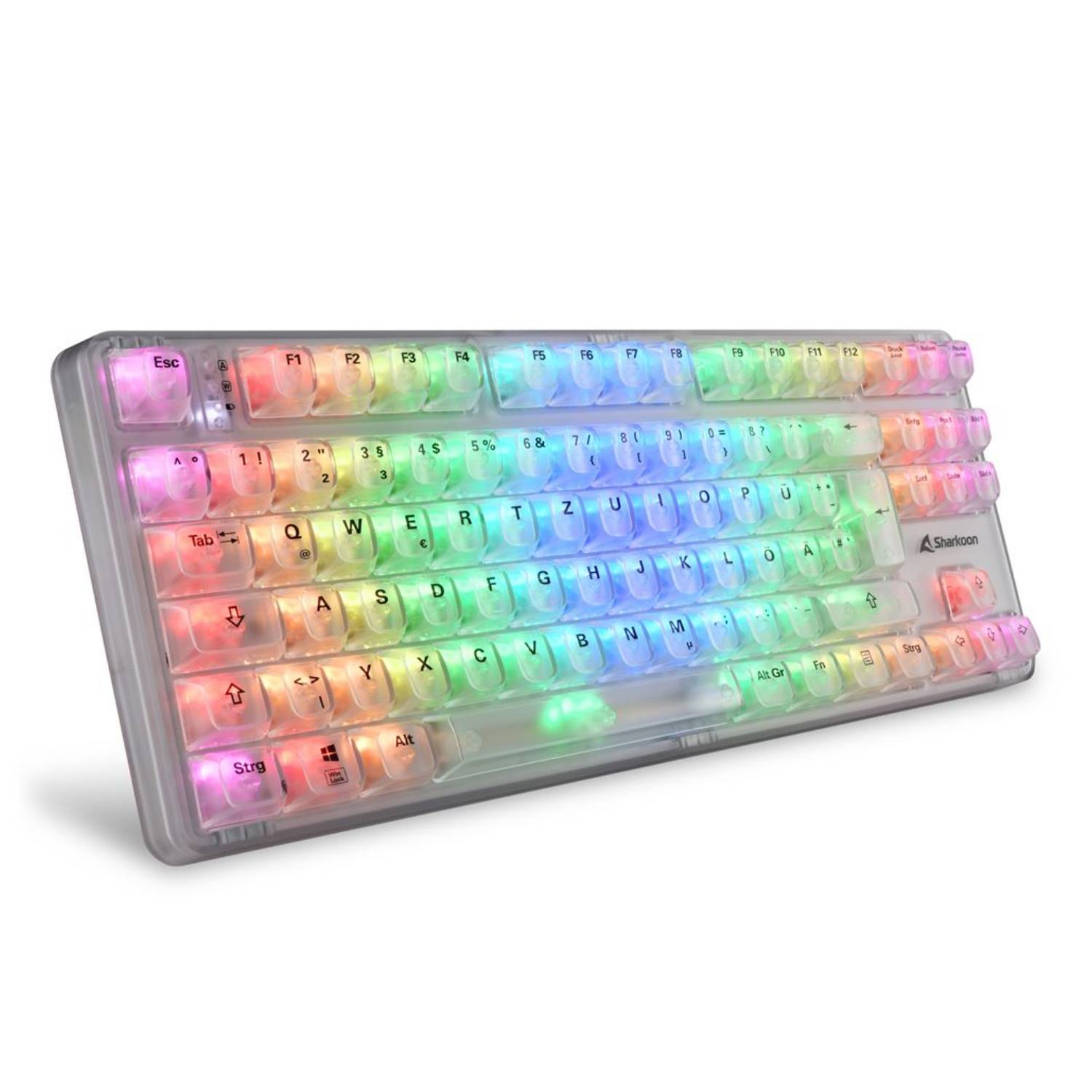Sharkoon Crystal Shark - Tastatur - Doppelmodus - 85% - compact TKL - Hintergrundbeleuchtung - kabel