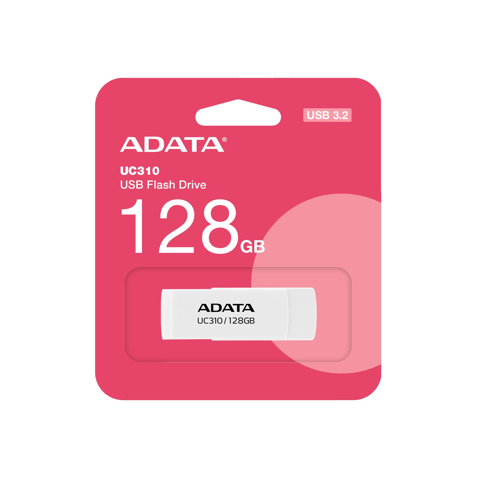 ADATA - UC310 - 128 GB - USB Typ-A - 3.2 Gen 1 (3.1 Gen 1) - 100 MB/s - Drehring - Weiß