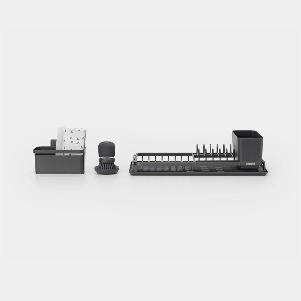 Brabantia Abtropfgestell-Set, Abtropfer, Rack, Freistehend, Besteck, Geschirrspülmittel, Trinkbehälter, Utensilien, Schw