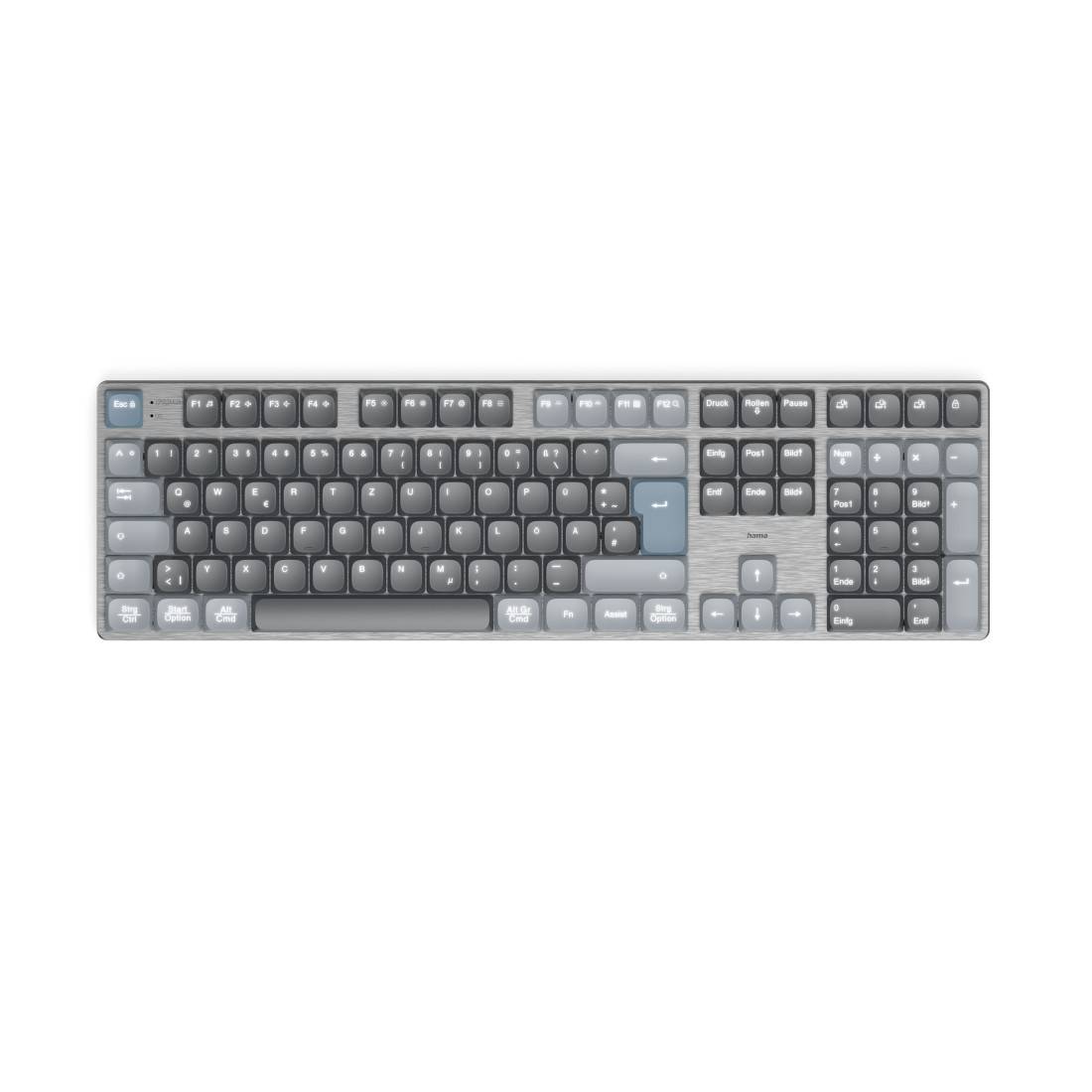 hama 00173070 Multi-Device-Tastatur "WK-800", kabellos, mechanisch, LED, Schw., QWERTZ DE