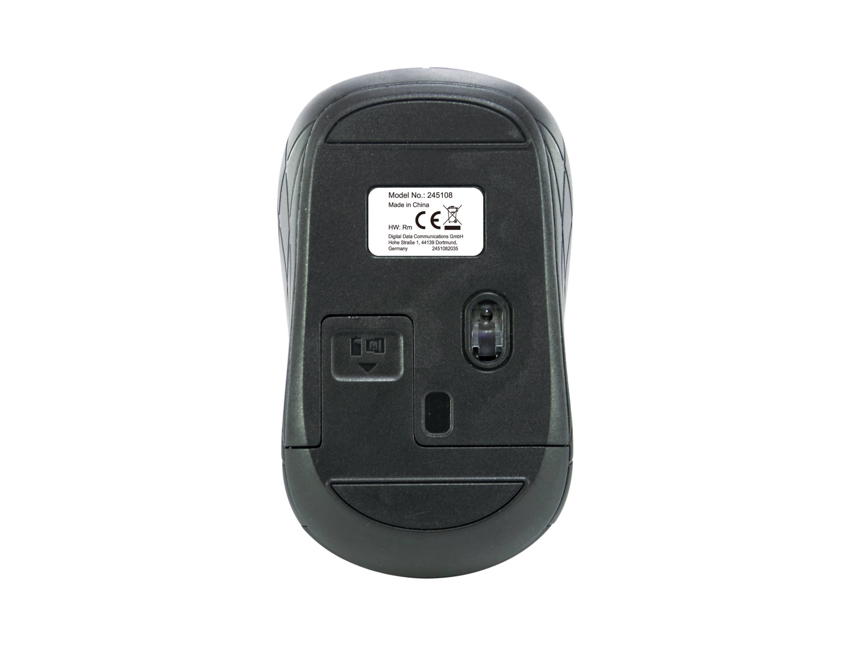 Equip Optische Mini Maus kabellos - Beidhändig - Optisch - RF Wireless - 1600 DPI - Schwarz