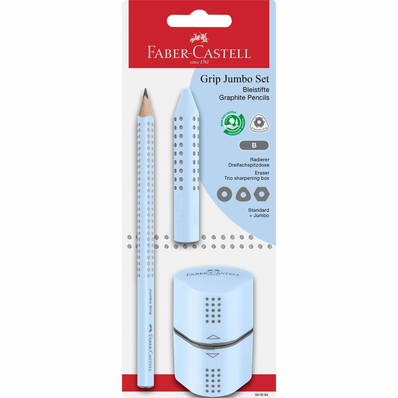 FABER-CASTELL - Set Jumbo Grip sky blue BK