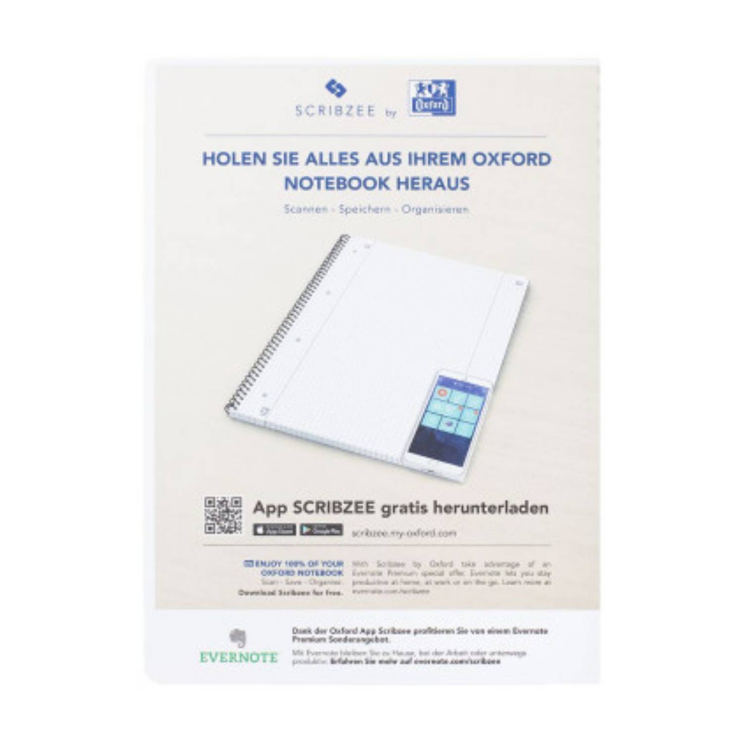 Oxford Collegeblock, DIN A4+, kariert, 80 Blatt