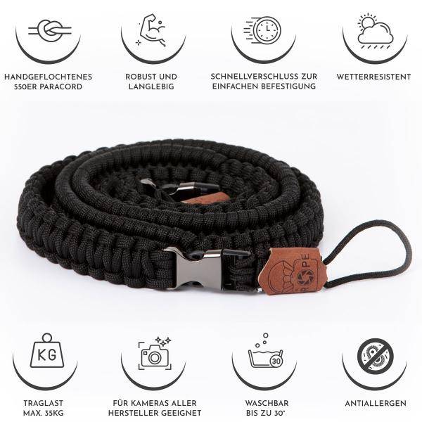 Kameragurt Traveler aus Paracord Silent Black retail