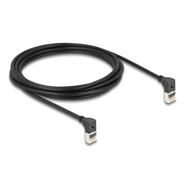 Delock RJ45 Netzwerkkabel Cat.6A S/FTP Slim 90° oben / oben gewinkelt 3 m