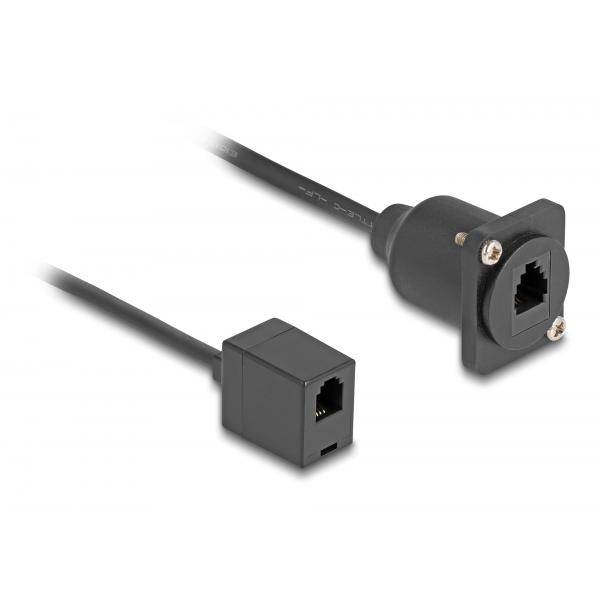 Delock D-Typ RJ10 Kabel Buchse zu Buchse schwarz 30 cm