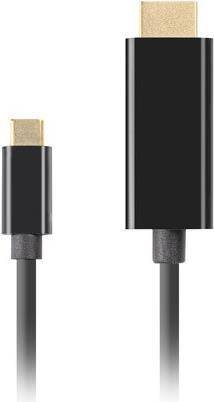 LANBERG USB-C(M)->HDMI(M) Kabel 3,0m 4K 60Hz schwarz Multimedia-Technik USB-Kabel - USB &