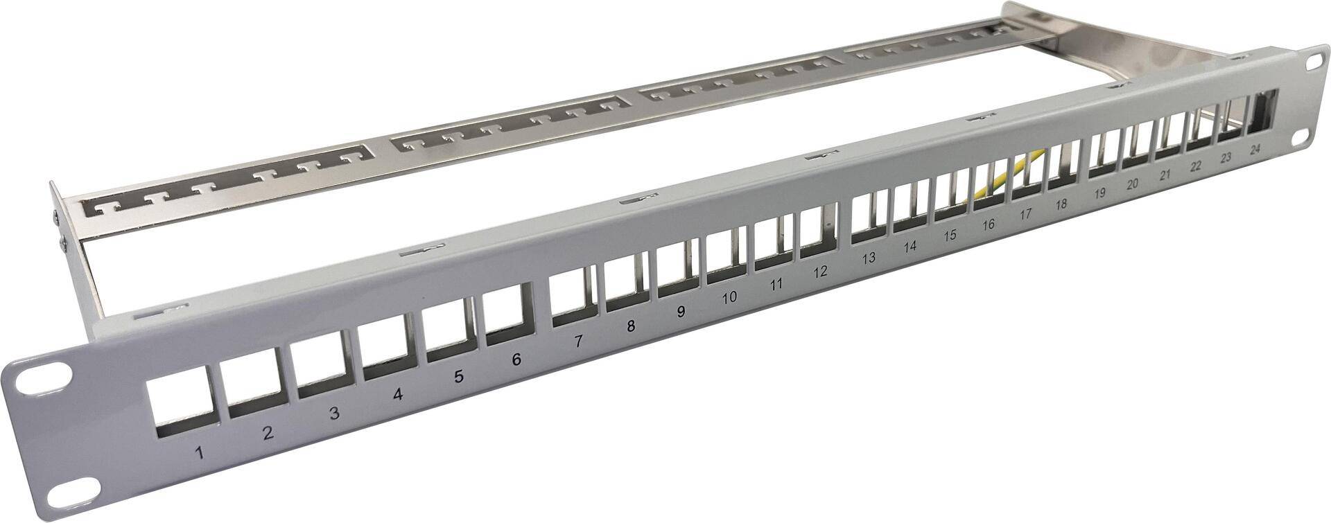 helos Keystone - 19? Modulträger 1 HE 24 Port, Entlastungsschiene, grau