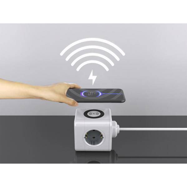 MICROCONNECT - Power Cube with Wireless Charging 3 Schuko outlets 2 - Steckdosenleiste