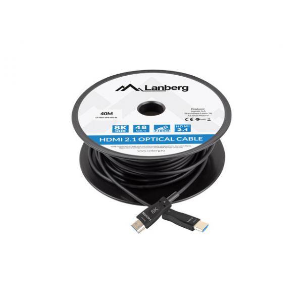 LANBERG HDMI M/M V2.1 Kabel 40m 8K optisch AOC schwarz Multimedia-Technik HDMI-Kabel Audio, &