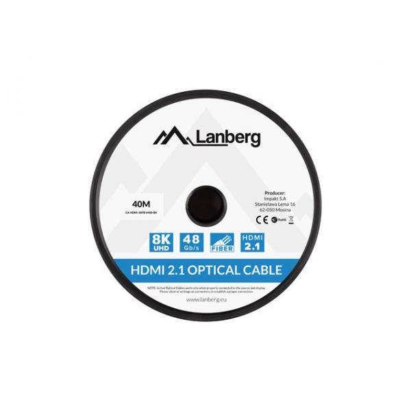 LANBERG HDMI M/M V2.1 Kabel 40m 8K optisch AOC schwarz Multimedia-Technik HDMI-Kabel Audio, &