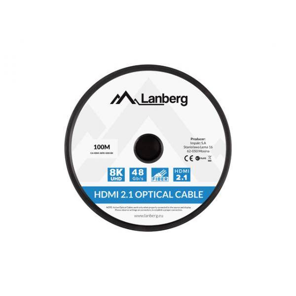 Lanberg Highspeed - HDMI-Kabel mit Ethernet - HDMI männlich zu HDMI männlich - 100 m -