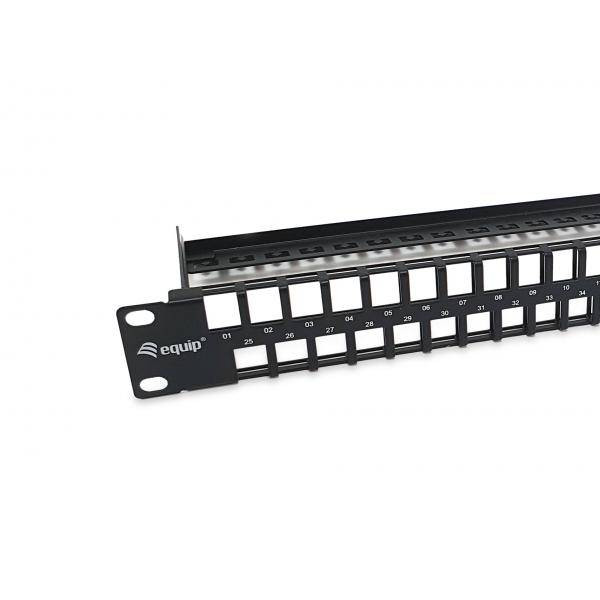 Equip Patch Panel - Rack montierbar - RAL 9005, Schwarz - 1U - 48.3 cm (19")