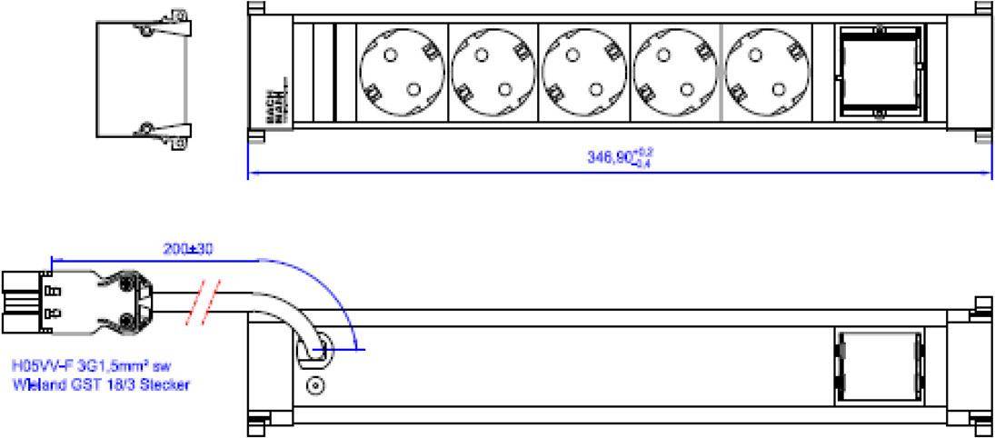 BACHMANN POWER FRAME 5xCEE7/3 1xCM 0,2m GST18i3
