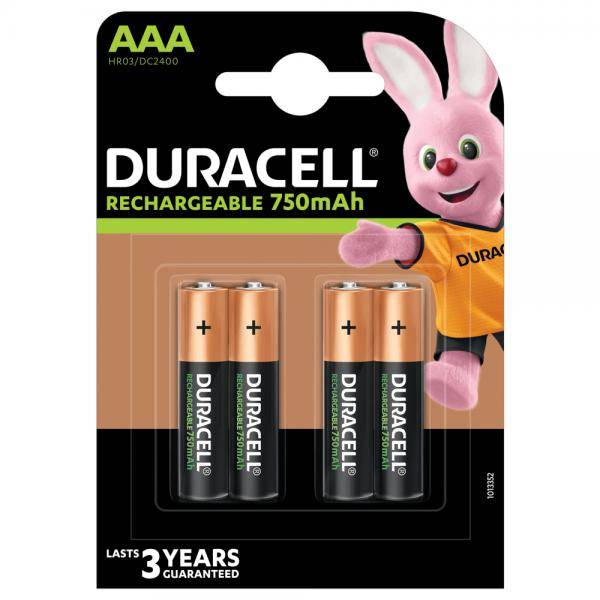 Duracell HR 03 AAA Akkus 750mAh 4er Set umweltfreundlich