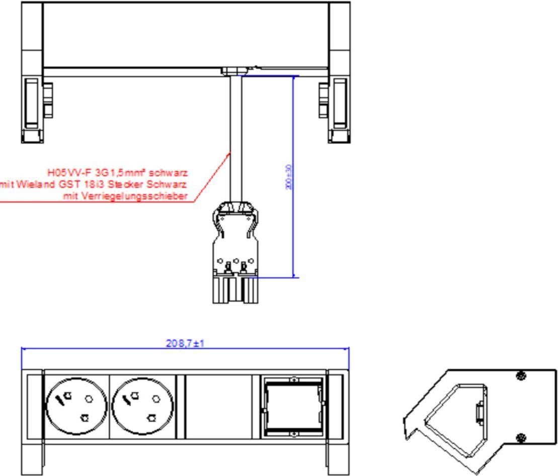 BACHMANN DESK2 2xCEE7/3 1xCM 0,2m GST18 RAL9005