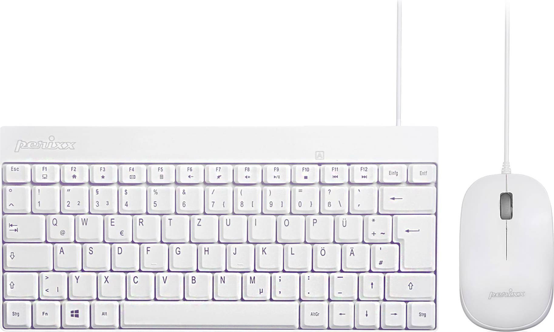 Perixx PERIDUO-212 DE, Mini USB-Tastatur und Maus Set, weiß Eingabe / Ausgabe Mäuse & Tastaturen