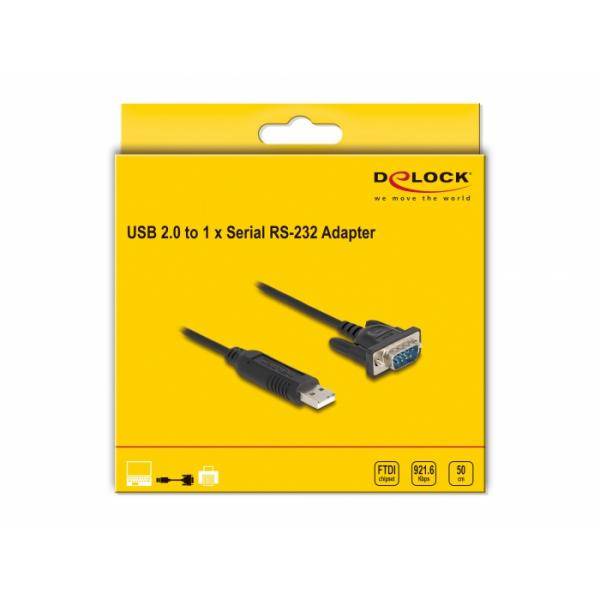 Delock USB 2.0 zu Seriell RS-232 Adapter mit kompaktem seriellen Steckergehäuse 50 cm