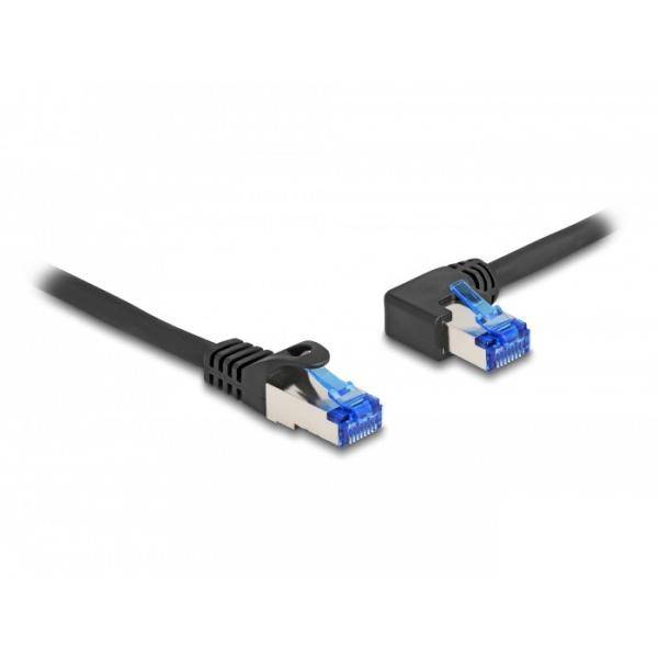Delock RJ45 Netzwerkkabel Cat.6A S/FTP gerade / links gewinkelt 0,5 m schwarz