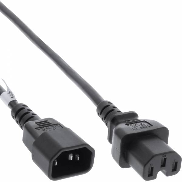 40er Bulk-Pack InLine® Netzkabelverlängerung, C15 gerade auf C14, schwarz, 1,8m