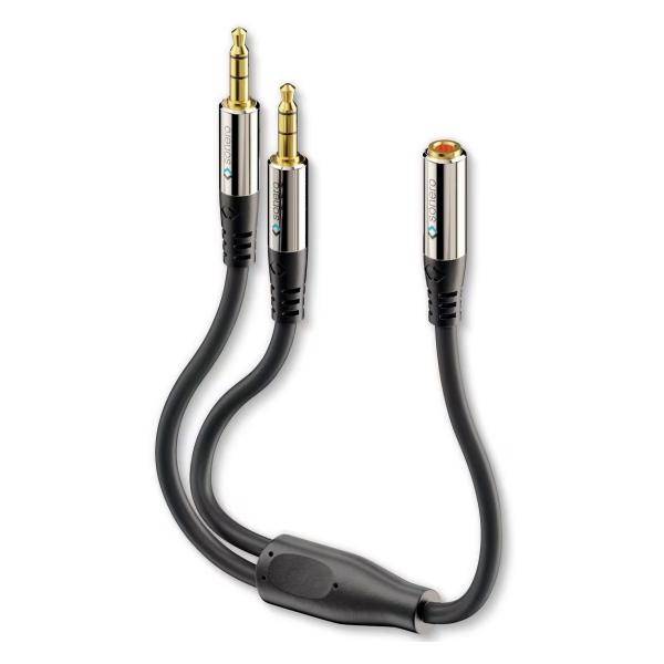 2x 3.5mm auf 3.5mm (4pin) Headset Adapterkabel 0.25m