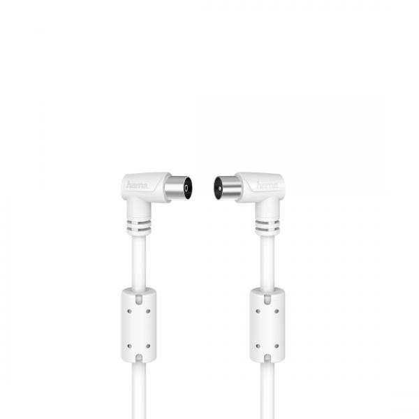 hama 00205058 Antennen-Kabel, Koax-Stecker - Koax-Kupplung, 90°, 5,0 m, 90 dB