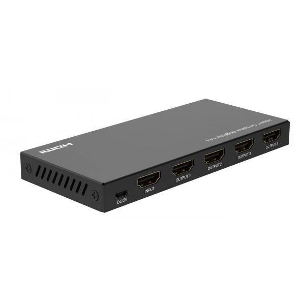 MicroConnect 4Ka60Hz HDMI Splitter 1x4 4 4 4Stahl - Schwarz