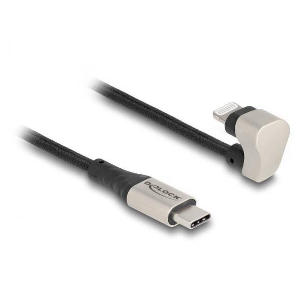 DeLOCK USB Kabel, MFi, USB St. C gerade / Lightning St. 180° abgewinkelt, schwarz, 1,0 m