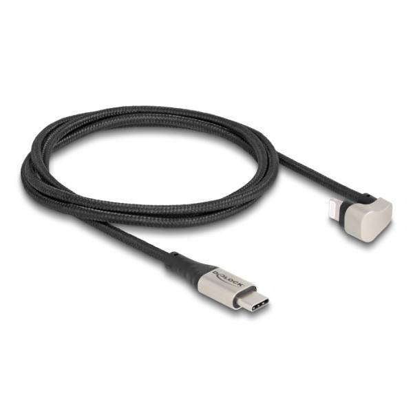 DeLOCK USB Kabel, MFi, USB St. C gerade / Lightning St. 180° abgewinkelt, schwarz, 1,0 m