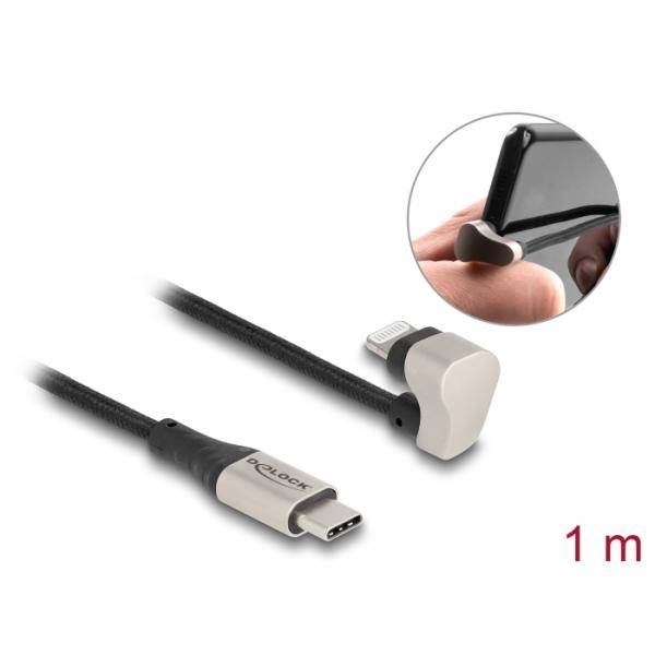 DeLOCK USB Kabel, MFi, USB St. C gerade / Lightning St. 180° abgewinkelt, schwarz, 1,0 m