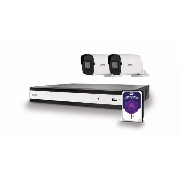 ABUS Performance Line 4-Kanal PoE Set TVVR36422T LAN IP-Überwachungskamera-Set 4-Kanal mit 2 Kameras 1920 x 1080 Pixel