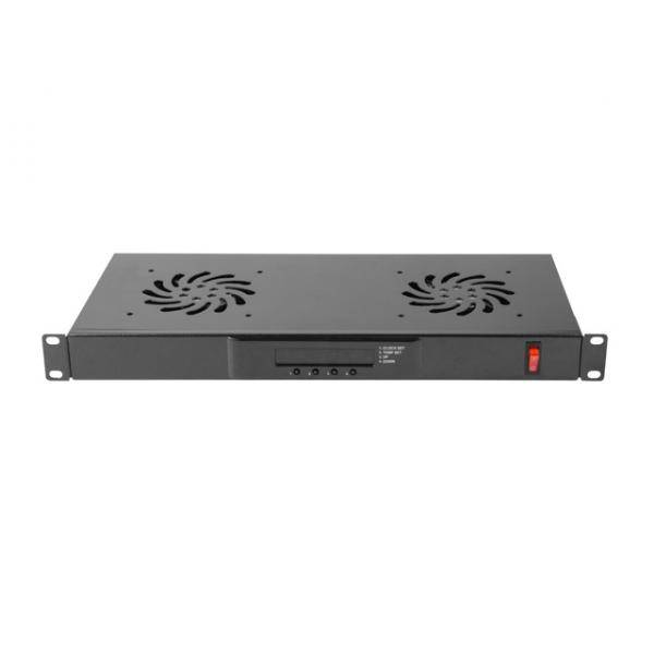 Rack-Gebläsepaneel - mit Thermostat, 2 Ventilatoren - 230 V - RAL 9004, Schwarz
