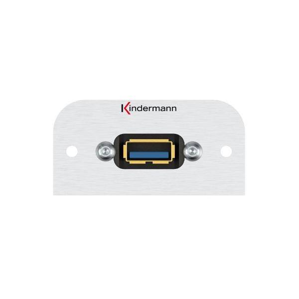 Kindermann Konnect 54 alu - Modulares Faceplate-Snap-In - USB Type A