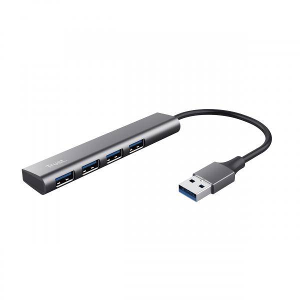Trust Halyx-4-port 1+4 Port USB 3.1 Gen 1-Hub Dunkelgrau