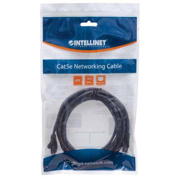 Intellinet 320764 RJ45 Netzwerkkabel, Patchkabel CAT 5e U/UTP 3.00 m Schwarz 1 St.