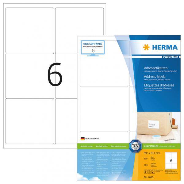 HERMA Universal-Etiketten PREMIUM, 99,1 x 93,1 mm, weiß