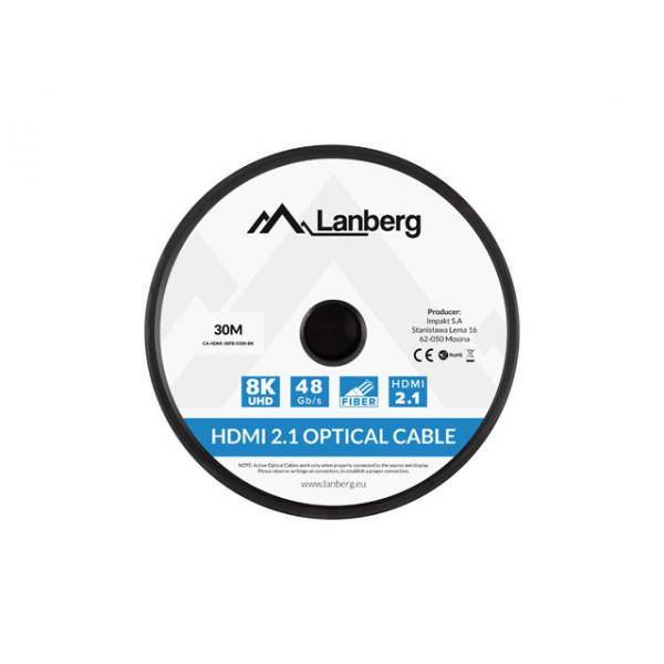 Lanberg Highspeed - HDMI-Kabel mit Ethernet - HDMI männlich zu HDMI männlich - 30 m -