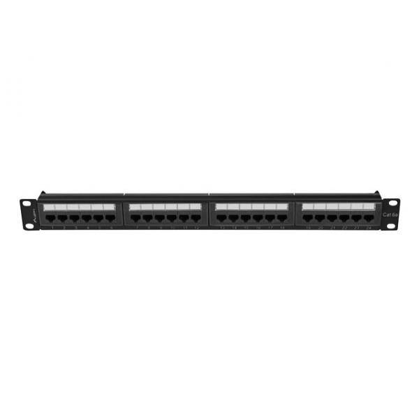 Lanberg PPUA-1024-B - Cat6a - U/UTP (UTP) - Schwarz - ABS - Metall - Rackeinbau - 1U
