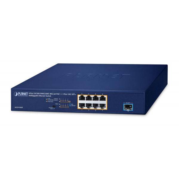 Planet MGS-910XP, Unmanaged, 2.5G Ethernet (100/1000/2500), Vollduplex, Power over Ethernet (PoE), Rack-Einbau