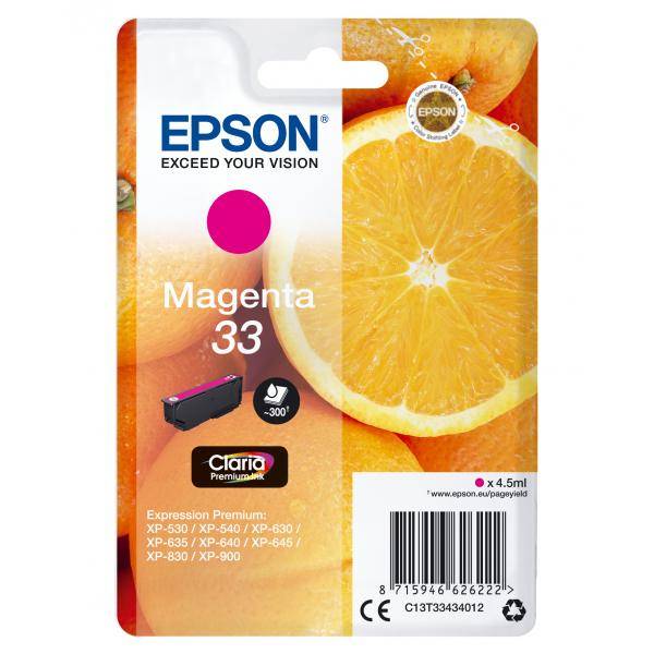 Epson Druckerpatrone T3343, 33 Original Magenta C13T33434012