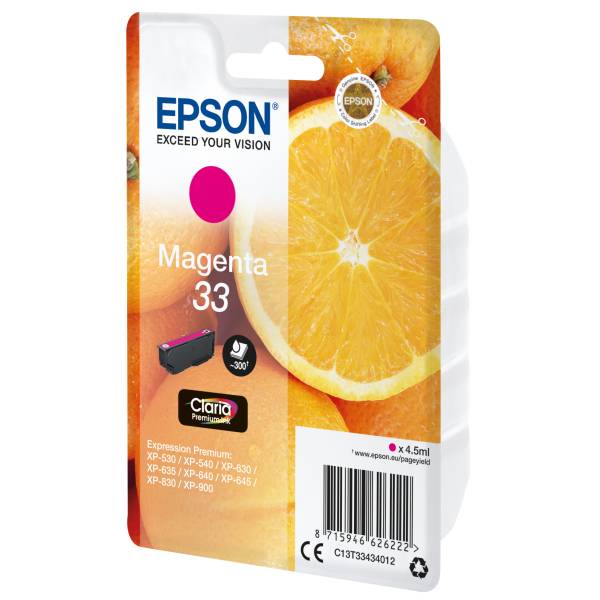 Epson Druckerpatrone T3343, 33 Original Magenta C13T33434012