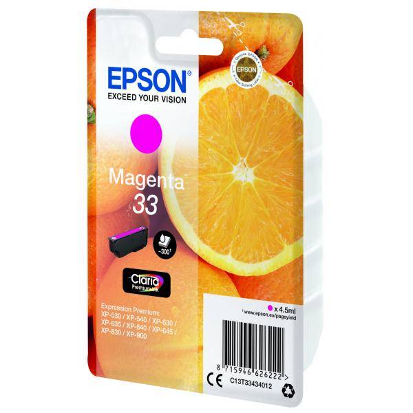 Epson Druckerpatrone T3343, 33 Original Magenta C13T33434012