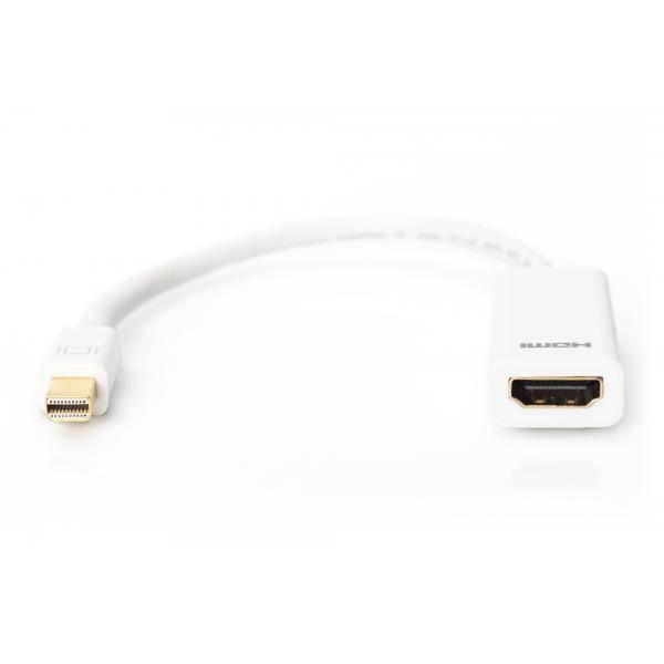 Digitus AK-340404-001-W DisplayPort / HDMI Adapter [1x Mini-DisplayPort Stecker - 1x HDMI-Buchse] Weiß 15.00 cm