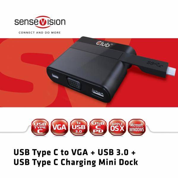 Club3D Adapter USB 3.0 Typ C > VGA/USB3/USB-C