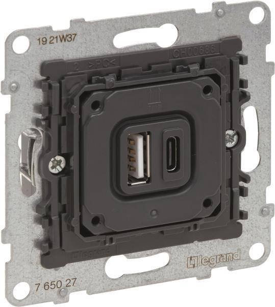 LEGRAND 765027 SEANO Einsatz 2-fach USB-Ladesteckdose,