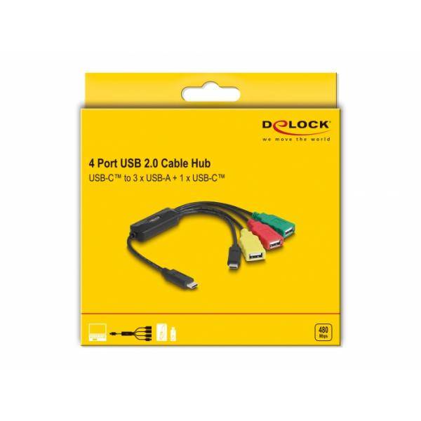 DeLOCK flexibler USB 2.0 Hub, 4 Port, USB St. C